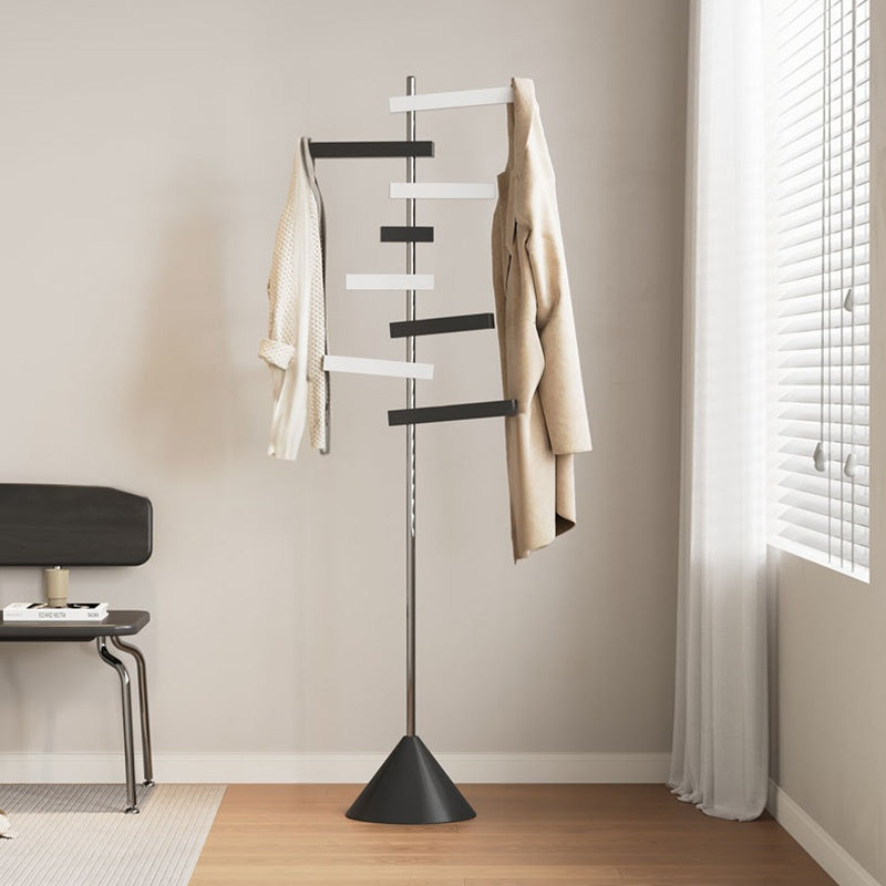 ポールハンガー スチール製 高さ約172cm フック回転式 360度可動 立て置きタイプ コートハンガー 洋服掛け 省スペース 玄関 寝室 ベッドサイド モダン デザイン