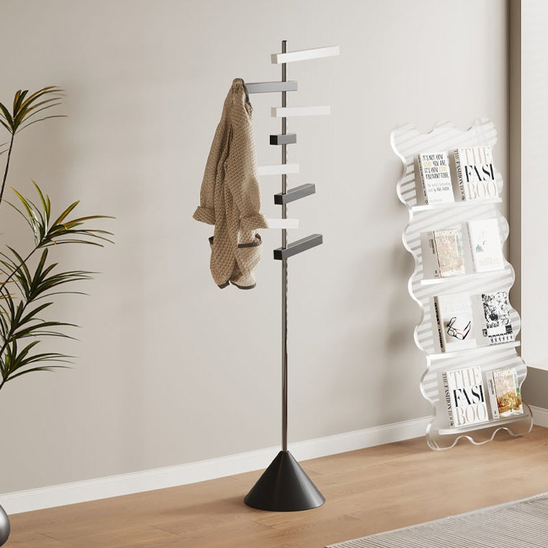 ポールハンガー スチール製 高さ約172cm フック回転式 360度可動 立て置きタイプ コートハンガー 洋服掛け 省スペース 玄関 寝室 ベッドサイド モダン デザイン