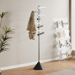 ポールハンガー スチール製 高さ約172cm フック回転式 360度可動 立て置きタイプ コートハンガー 洋服掛け 省スペース 玄関 寝室 ベッドサイド モダン デザイン