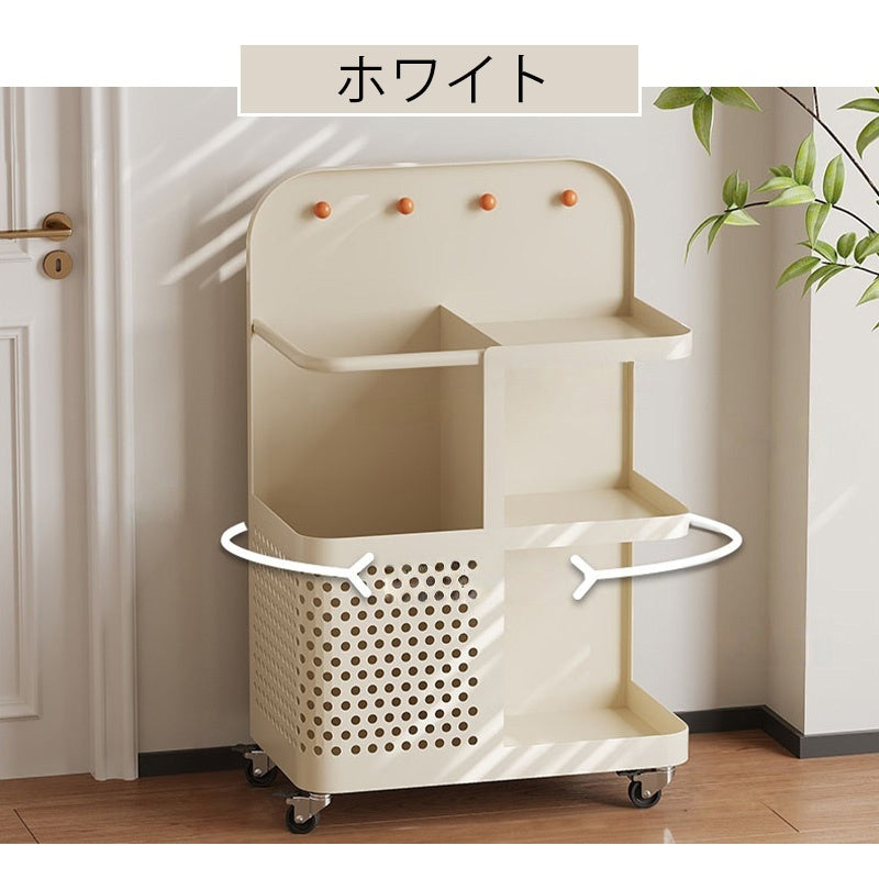 収納ワゴン スチール製 幅50cm キャスター付き 360度回転 多段収納 省