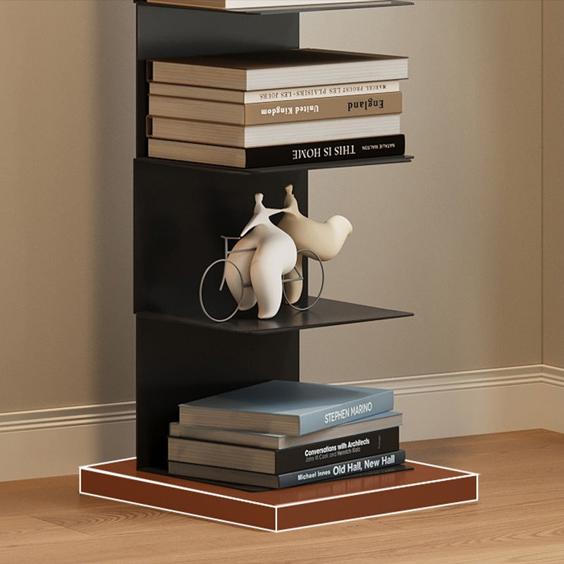 ブックシェルフ スチール製 本棚 スリム設計 幅32cm 縦型 ディスプレイラック 多段収納 6段／7段／8段／9段 壁付け 省スペース 本棚 リビング ブラック 完成品