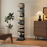 ブックシェルフ スチール製 本棚 スリム設計 幅32cm 縦型 ディスプレイラック 多段収納 6段／7段／8段／9段 壁付け 省スペース 本棚 リビング ブラック 完成品