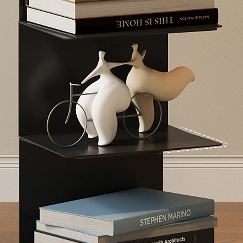 ブックシェルフ スチール製 本棚 スリム設計 幅32cm 縦型 ディスプレイラック 多段収納 6段／7段／8段／9段 壁付け 省スペース 本棚 リビング ブラック 完成品