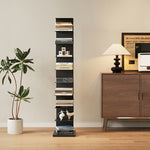 ブックシェルフ スチール製 本棚 スリム設計 幅32cm 縦型 ディスプレイラック 多段収納 6段／7段／8段／9段 壁付け 省スペース 本棚 リビング ブラック 完成品