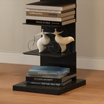 ブックシェルフ スチール製 本棚 スリム設計 幅32cm 縦型 ディスプレイラック 多段収納 6段／7段／8段／9段 壁付け 省スペース 本棚 リビング ブラック 完成品