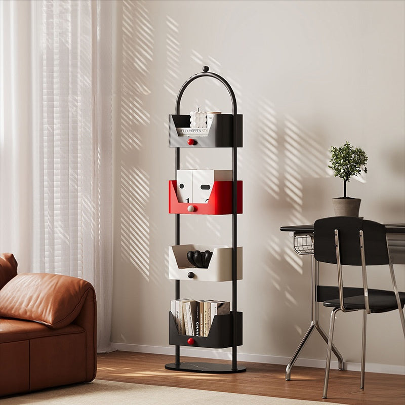 スチールラック 本棚 スリム フロアラック 幅40cm 高さ138cm 多段収納 収納棚 コーナー対応 省スペース 壁際設置 書斎 オフィス リビング モダン デザイン おしゃれ