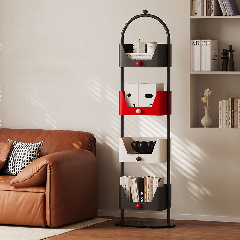 スチールラック 本棚 スリム フロアラック 幅40cm 高さ138cm 多段収納 収納棚 コーナー対応 省スペース 壁際設置 書斎 オフィス リビング モダン デザイン おしゃれ