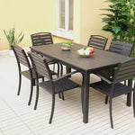 Casaconer | ガーデンテーブルセット・幅120cm・4人掛け・屋外対応・コンパクト設計・選べるチェアタイプ（PVC/木目調）・ブラック・アウトドア