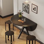 Casaconer | ダイニングテーブル・伸縮・6人・丸テーブル・半円形・120cm・伸長・丸・折りたたみ・90cm・円型・食卓テーブル・食卓テーブル・4人・6人掛け・おしゃれ・モダン・リビング・天然木・ブラック・ホワイト・省スペース