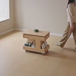 Casaconer | テーブル・ローテーブル・サイドテーブル・センターテーブル・昇降テーブル・多機能テーブル・ナチュラル/黒・高さ55~70cm・多機能デザイン・無垢材・収納ワゴン・キャスター付き・在宅ワーク・コンパクト家具