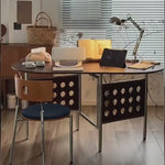 Casaconer | ダイニングテーブル・折りたたみ・4人・収納・奥行き80・幅150・おりたたみ・幅150cm・楕円・省スペース・食卓テーブル・作業台・モダンデザイン・スチール脚・ウォルナット/ナチュラル・おしゃれ・2~6人用・北欧