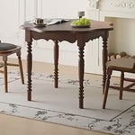 Casaconer | ダイニングテーブル・丸型・天然木製・直径100cm・高さ73cm・2人掛け/4人掛け・アンティーク調・波型天板・クラシックデザイン・ブラック/胡桃色