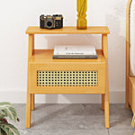 サイドテーブル,ナイトテーブル,竹製,ラタン,収納,寝室,ベッドルーム,ナチュラル,サイズ