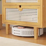 タンス,竹製,ラタン,チェスト,キャビネット,サイドボード,引出し,五段,収納,リビング,寝室,高さのある脚