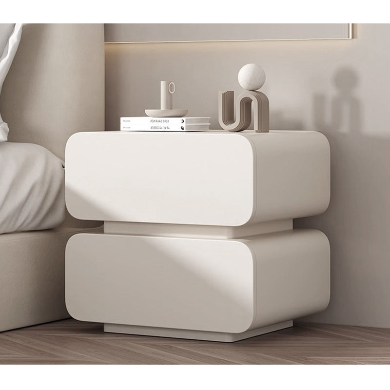 Casaconer | サイドテーブル・ナイトテーブル・合皮・寝室収納・リビング・ベッドルーム・クリーム風・フェミニン