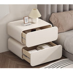 Casaconer | サイドテーブル・ナイトテーブル・合皮・寝室収納・リビング・ベッドルーム・クリーム風・フェミニン