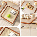 Casaconer | センターテーブル・ガラス・ラタン調・おしゃれ・北欧・モダン・ナチュラル・収納・リビングテーブル・リビング・幅55