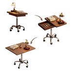 Casaconer | テーブル・ローテーブル・サイドテーブル・センターテーブル・昇降テーブル・多機能テーブル・幅66cm・高さ70~91.5cm・ウォルナットカラー・多機能デザイン・無垢材・スチール脚・収納ワゴン・在宅ワーク・コンパクト家具・一人暮らし