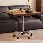 Casaconer | テーブル・ローテーブル・サイドテーブル・センターテーブル・昇降テーブル・多機能テーブル・幅66cm・高さ70~91.5cm・ウォルナットカラー・多機能デザイン・無垢材・スチール脚・収納ワゴン・在宅ワーク・コンパクト家具・一人暮らし