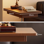 Casaconer | テーブル・ローテーブル・サイドテーブル・センターテーブル・昇降テーブル・多機能テーブル・幅66cm・高さ70~91.5cm・ウォルナットカラー・多機能デザイン・無垢材・スチール脚・収納ワゴン・在宅ワーク・コンパクト家具・一人暮らし