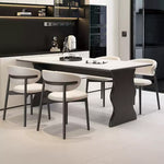 Casaconer | セラミックダイニングテーブル・白天板・無垢材脚・丸角・2人/4人/6人/8人掛け・高さ75cm