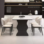 Casaconer | セラミックダイニングテーブル・白天板・無垢材脚・丸角・2人/4人/6人/8人掛け・高さ75cm