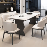 Casaconer | セラミックダイニングテーブル・白天板・無垢材脚・丸角・2人/4人/6人/8人掛け・高さ75cm