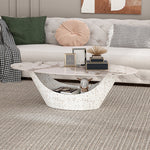 リビングテーブル セラミック調天板 幅120cm 楕円形 ローテーブル 収納付き スチール製ベース モダンデザイン 高級感 リビング向け 北欧風 ホワイト／ブラック おしゃれ シンプル