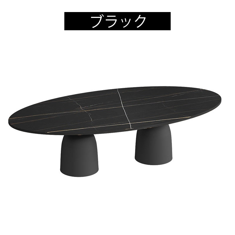 リビングテーブル セラミック調天板 幅120cm 楕円形 ローテーブル リビング向け シンプルモダン 北欧風 デザイン ソファ前テーブル ホワイト／ブラック 大理石風 おしゃれ