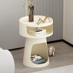 サイドテーブル 炭素鋼 幅40cm 猫スペース付き 2段収納 ソファ横テーブル ベッドサイド デザイン モダンインテリア ベージュ／ブラック 猫用ベッド兼用 サイドキャビネット おしゃれ シンプル 高級感