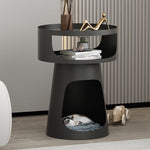 サイドテーブル 炭素鋼 幅40cm 猫スペース付き 2段収納 ソファ横テーブル ベッドサイド デザイン モダンインテリア ベージュ／ブラック 猫用ベッド兼用 サイドキャビネット おしゃれ シンプル 高級感