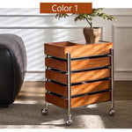 Casaconer | サイドテーブル・サイドワゴン・木製・キャスター付き・キッチンワゴン・ティーワゴン・おしゃれ・北欧風・収納ワゴン・トレイ付き・移動式・キッチン収納・サイドテーブル・多機能・リビング収納・茶器収納・ナチュラル/ウォルナットカラー/ブラック