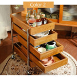 Casaconer | サイドテーブル・サイドワゴン・木製・キャスター付き・キッチンワゴン・ティーワゴン・おしゃれ・北欧風・収納ワゴン・トレイ付き・移動式・キッチン収納・サイドテーブル・多機能・リビング収納・茶器収納・ナチュラル/ウォルナットカラー/ブラック