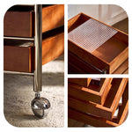 Casaconer | サイドテーブル・サイドワゴン・木製・キャスター付き・キッチンワゴン・ティーワゴン・おしゃれ・北欧風・収納ワゴン・トレイ付き・移動式・キッチン収納・サイドテーブル・多機能・リビング収納・茶器収納・ナチュラル/ウォルナットカラー/ブラック