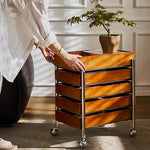 Casaconer | サイドテーブル・サイドワゴン・木製・キャスター付き・キッチンワゴン・ティーワゴン・おしゃれ・北欧風・収納ワゴン・トレイ付き・移動式・キッチン収納・サイドテーブル・多機能・リビング収納・茶器収納・ナチュラル/ウォルナットカラー/ブラック