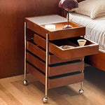 Casaconer | サイドテーブル・サイドワゴン・木製・キャスター付き・キッチンワゴン・ティーワゴン・おしゃれ・北欧風・収納ワゴン・トレイ付き・移動式・キッチン収納・サイドテーブル・多機能・リビング収納・茶器収納・ナチュラル/ウォルナットカラー/ブラック