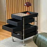 Casaconer | サイドテーブル・サイドワゴン・木製・キャスター付き・キッチンワゴン・ティーワゴン・おしゃれ・北欧風・収納ワゴン・トレイ付き・移動式・キッチン収納・サイドテーブル・多機能・リビング収納・茶器収納・ナチュラル/ウォルナットカラー/ブラック