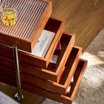 Casaconer | サイドテーブル・サイドワゴン・木製・キャスター付き・キッチンワゴン・ティーワゴン・おしゃれ・北欧風・収納ワゴン・トレイ付き・移動式・キッチン収納・サイドテーブル・多機能・リビング収納・茶器収納・ナチュラル/ウォルナットカラー/ブラック