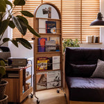 Casaconer | 姿見ミラー付きマガジンラック・全身鏡付き収納・キャスター付き・スタンドミラー・書類収納付き・移動式ワゴン・回転式ミラー・木製・ウォールナット/ナチュラル/ブラック・おしゃれ・一人暮らし・北欧風