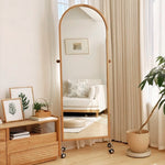 Casaconer | 姿見ミラー付きマガジンラック・全身鏡付き収納・キャスター付き・スタンドミラー・書類収納付き・移動式ワゴン・回転式ミラー・木製・ウォールナット/ナチュラル/ブラック・おしゃれ・一人暮らし・北欧風