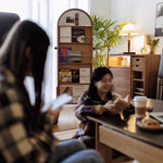 Casaconer | 姿見ミラー付きマガジンラック・全身鏡付き収納・キャスター付き・スタンドミラー・書類収納付き・移動式ワゴン・回転式ミラー・木製・ウォールナット/ナチュラル/ブラック・おしゃれ・一人暮らし・北欧風