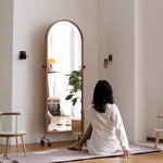 Casaconer | 姿見ミラー付きマガジンラック・全身鏡付き収納・キャスター付き・スタンドミラー・書類収納付き・移動式ワゴン・回転式ミラー・木製・ウォールナット/ナチュラル/ブラック・おしゃれ・一人暮らし・北欧風