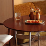 Casaconer | ダイニングテーブル・無垢材天板・スチール脚・円型・食卓テーブル・直径80cm/100cm・4人・6人掛け・おしゃれ・モダン・ナチュラル/ウォルナットカラー・リビング・お手入れ・耐摩耗・艶消し・丸テーブル