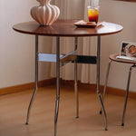 Casaconer | ダイニングテーブル・無垢材天板・スチール脚・円型・食卓テーブル・直径80cm/100cm・4人・6人掛け・おしゃれ・モダン・ナチュラル/ウォルナットカラー・リビング・お手入れ・耐摩耗・艶消し・丸テーブル