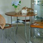 Casaconer | ダイニングテーブル・無垢材天板・スチール脚・円型・食卓テーブル・直径80cm/100cm・4人・6人掛け・おしゃれ・モダン・ナチュラル/ウォルナットカラー・リビング・お手入れ・耐摩耗・艶消し・丸テーブル