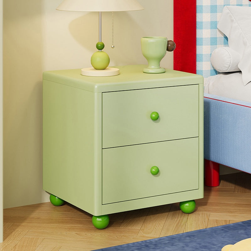 スチール製 ベッドサイドテーブル 家庭用 寝室用 2段引き出し 収納キャビネット 可愛いデザイン グリーン ホワイト サイドテーブル 小型 省スペース ナイトテーブル 収納付き ミニキャビネット
