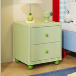 スチール製 ベッドサイドテーブル 家庭用 寝室用 2段引き出し 収納キャビネット 可愛いデザイン グリーン ホワイト サイドテーブル 小型 省スペース ナイトテーブル 収納付き ミニキャビネット