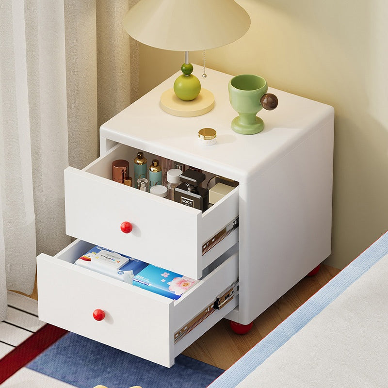 スチール製 ベッドサイドテーブル 家庭用 寝室用 2段引き出し 収納キャビネット 可愛いデザイン グリーン ホワイト サイドテーブル 小型 省スペース ナイトテーブル 収納付き ミニキャビネット