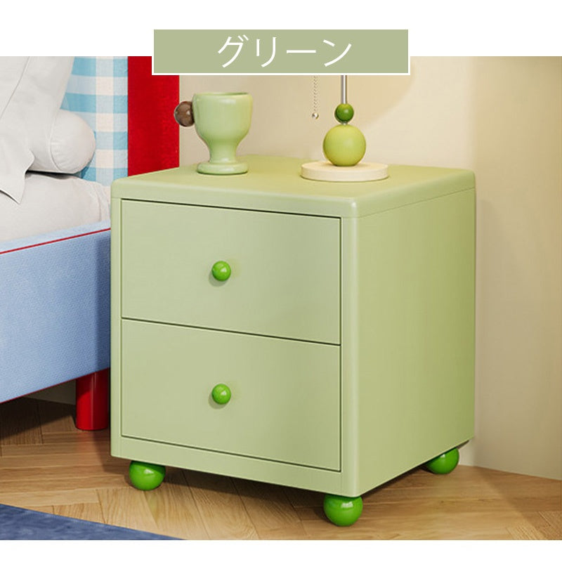 スチール製 ベッドサイドテーブル 家庭用 寝室用 2段引き出し 収納キャビネット 可愛いデザイン グリーン ホワイト サイドテーブル 小型 省スペース ナイトテーブル 収納付き ミニキャビネット