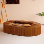 Casaconer | 伸縮式ペーパーベンチ・幅120~250cm・折りたたみ可能・軽量設計・コンパクト収納・スタイリッシュデザイン・紙素材使用・ホワイト/ブラウン